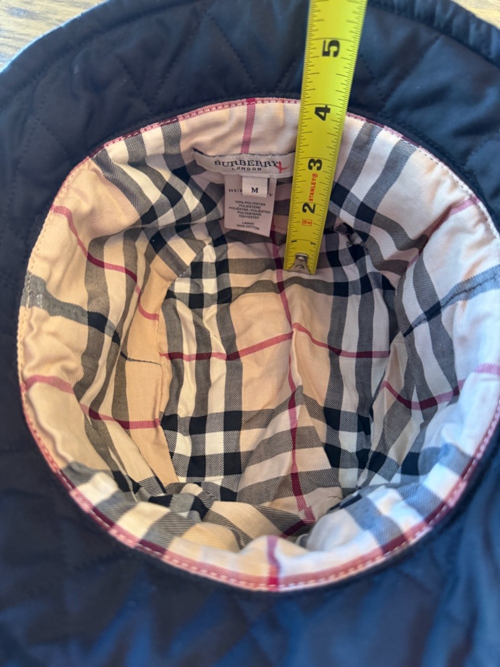 Burberry Panama Bucket Hat Nova Black Quilted Medium - Picture 8 of 10